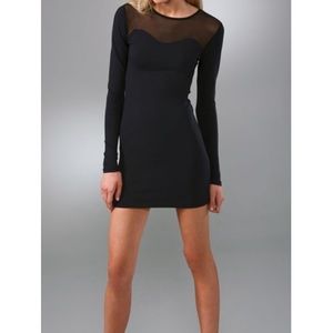 David Lerner Long Sleeve Mesh Bodycon Mini Dress